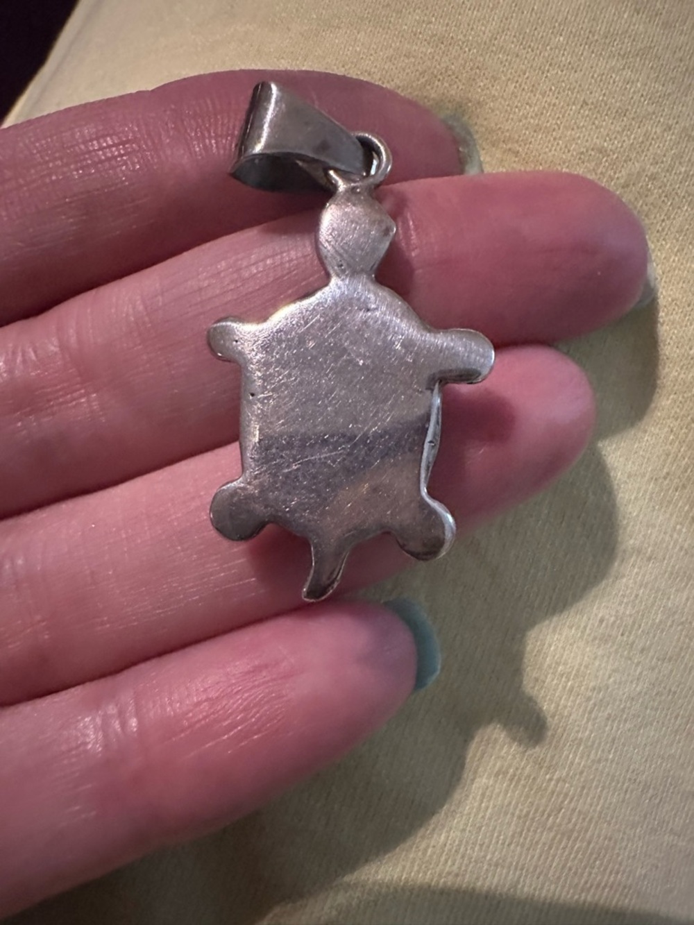 Sterling Silver Turtle Pendant with Turquoise Inlay - Picture 5 of 5
